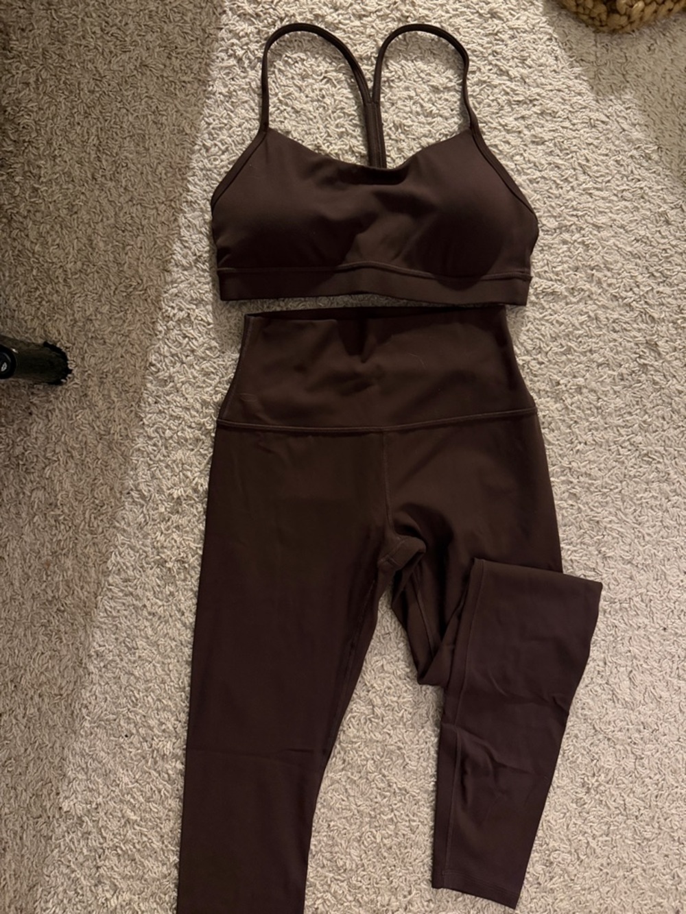 CRZ YOGA Brown High-Rise Leggings with Strappy Sports Bra Set